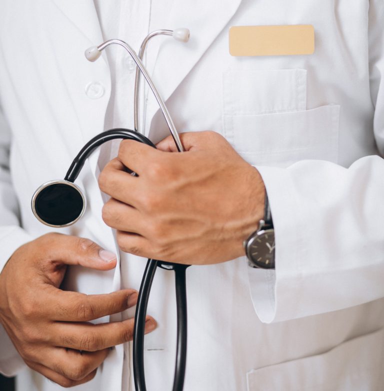 Doctor physician at a a clinic close up